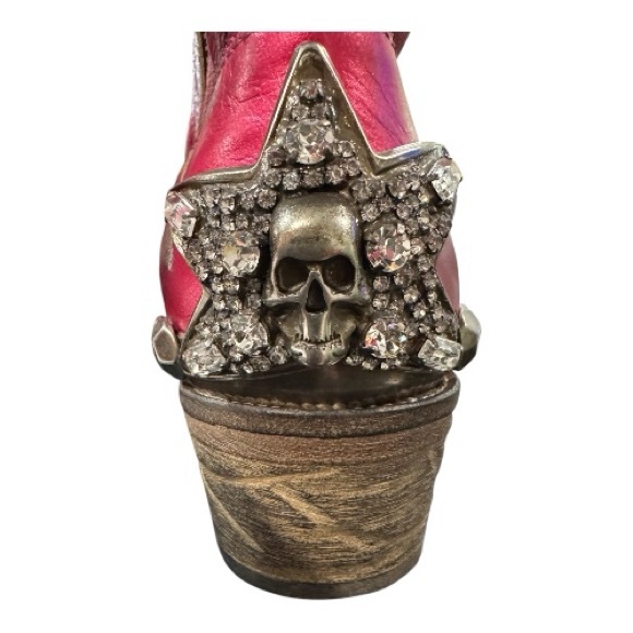 BALDAN metallic hot pink embellished ankle cowgirl boots, size 38 EU, Never worn - Picture 5 of 15